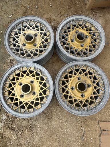 当時物 ENKEI？ 13インチ 5J 114.3 ゴールドメッシュ アルミホイール 4本セット