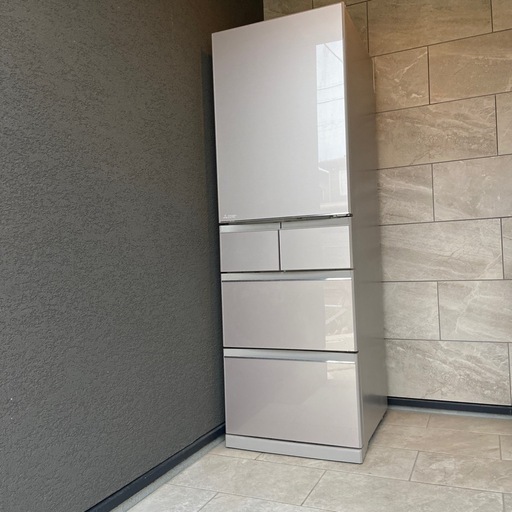 美品　激安‼️ガラストップ　冷蔵庫　三菱大型　5 ドア冷凍冷蔵庫　455L　省エネ自動製氷機能付