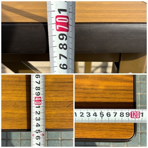★一つ¥5,000-★【残り1台】【天板キレイ】幅120cm ハーフサイズ　折りたたみテーブル 1台 長机 木目調 作業台・会議・イベント用などに！