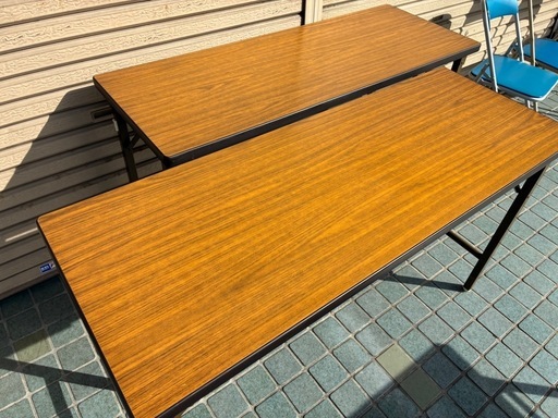 ★一つ¥5,000-★【残り1台】【天板キレイ】幅120cm ハーフサイズ　折りたたみテーブル 1台 長机 木目調 作業台・会議・イベント用などに！