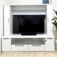 大容量収納付きテレビ台 テレビボード　テレビスタンド ホワイト ...
