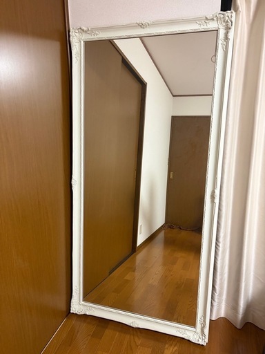 ★希少★ アンティーク 全身鏡 姿見 アンティークミラー 幅90cm ホワイト
