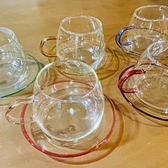 耐熱ガラス　カップ&ソーサー　超軽量　美品の画像