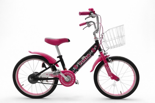 raise 幼児用自転車 ピンク 花柄 バスケット付き 18インチ