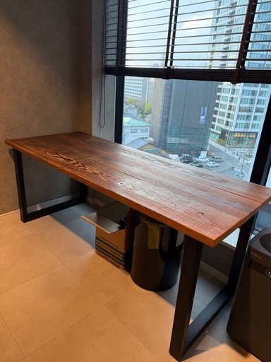 【金額交渉可】 TABLE / 無垢 杉 ヴィンテージスタイル × Black Steel 幅180㎝