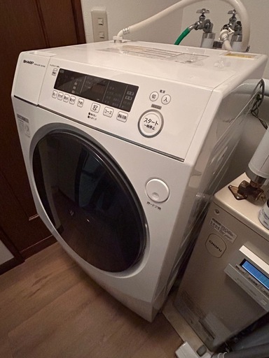 小樽市 美品 使用期間6ヶ月ほど SHARP ドラム 洗濯機 乾燥機 左開き ES-H10G