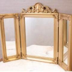 ※最終値下げ※★美品★ ゴールド　アンティーク　三面鏡　賃貸OKの設置でお部屋が一気に雰囲気アップ♡の画像