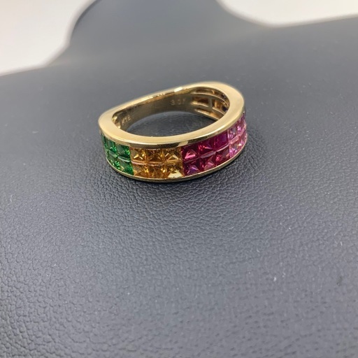 K18 レインボーリング　4.9g 3.07ct 約10号 鑑別書
