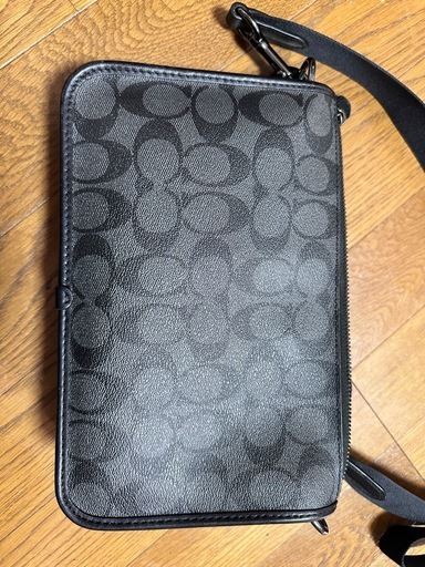 極美品新品近いCOACH コーチ C8141 ヘリテージ ハイブリッド カラーブロック レザー ショルダーバッグ ブラック メンズ