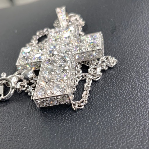 K18WG ダイヤクロスネックレス　5.87ct 12.7g 約50cm