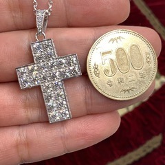 K18WG ダイヤクロスネックレス　5.87ct 12.7g 約50cmの画像