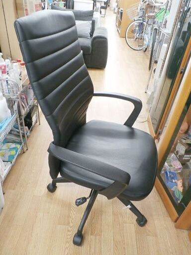①オフィスチェア ニトリ 幅64×奥行64×高さ102cm 座面高:約42～49cm OC104 PVC ブラック 西岡店