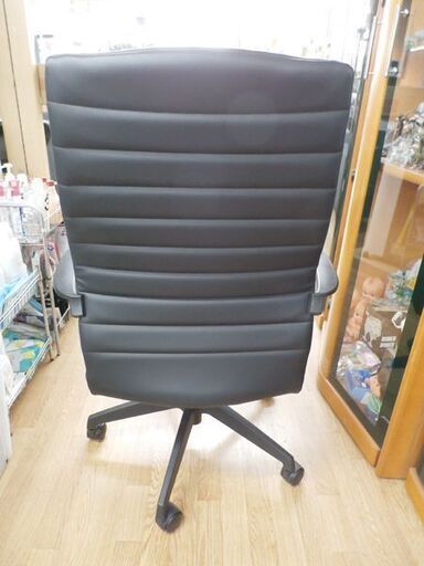 ①オフィスチェア ニトリ 幅64×奥行64×高さ102cm 座面高:約42～49cm OC104 PVC ブラック 西岡店