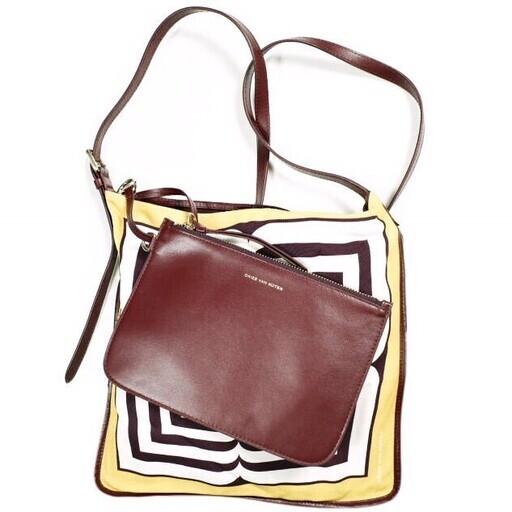 DRIES VAN NOTEN ドリスヴァンノッテン 24SS BW241-SCARF218-736 W.L.BAG レザーポーチ付き スカーフショルダーバッグ 241-011521-736-203 MUSTARD 定価102,300円 カバン【新古品】【中古】【DRIES VAN NOTEN】