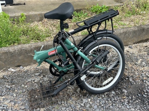 【カゴ＆キャリア＆ライト付き】Coleman 折りたたみ自転車 グリーン