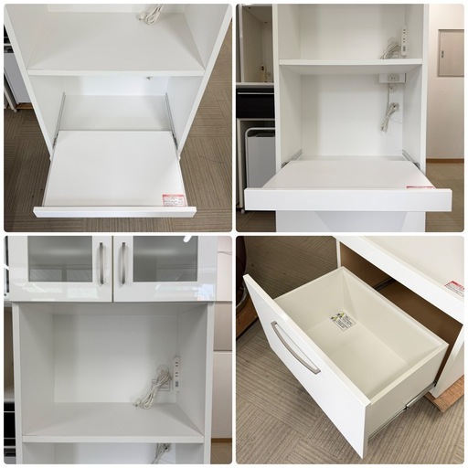 【超美品‼️】定価36,990円♪ 現行モデル ニトリ 60cm幅レンジボード(コパンT 60RB) 食器棚 キッチン収納家具 鏡面仕上げホワイト♪