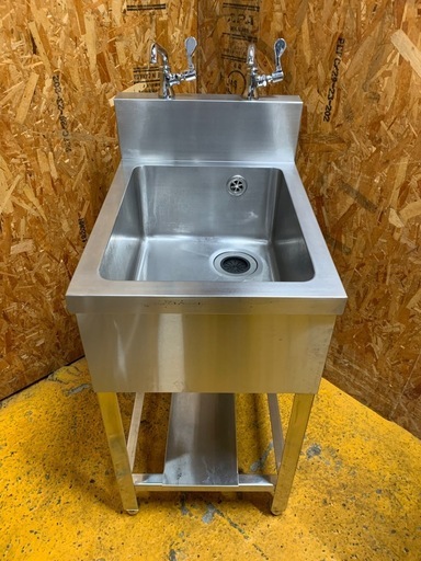 N414022 ステンレス1槽シンク 流し台 蛇口付き 業務用 厨房用品 W450D600H800BG150 直接引き取り歓迎 大阪
