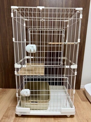 猫ケージ 2段 フルセット トイレ 猫砂 シート付 アイリスオーヤマ
