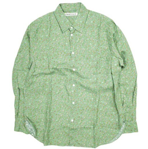 R&D M.CO / OLDMANS TAILOR オールドマンズテーラー アールアンドディーエムコー 23SS 日本製 REGULAR COLLAR SHIRTS COTTAGE FLOWER AUTUMN フローラルプリントリネンシャツ 40 Green 長袖 花柄 トップス【中古】【R&D M.CO / OLDMANS TAILOR】