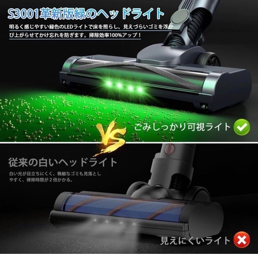 パワフル吸引 掃除機 コードレス105Kpa超強力吸引＆業界軽量設計