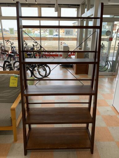 ＼家具＊家電のお店／【ｼﾞｬﾝｸﾞﾙｼﾞｬﾝｸﾞﾙ石川金沢店】木製5段ラック　 W(幅)90×D(奥行き)37×H(高さ)180cm