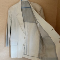 【取引中】メンズ テーラードジャケット Mサイズ ベージュ 麻混 リネン 2ボタン 春夏の画像