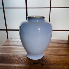 深川製磁 染付 宮窯 春蘭柄 花瓶 花器 ①の画像