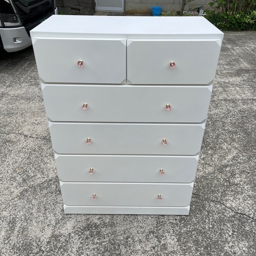 ★美品★ 三友ファニチャー 5段チェスト ハイチェスト ホワイト★