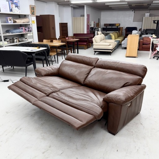 【超美品‼️】定価299,900円♪ ニトリ×ナツッジ(イタリア皮革ブランド) 205cm幅3人掛け電動リクライニングソファ  高級中