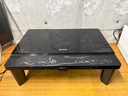 22年製　山善 2口IH調理器 脚付き YES-WL1456  0414-01