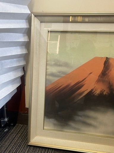 富士山 日本画 額装 約64×61cm 和風アート インテリア 壁掛け 絵画