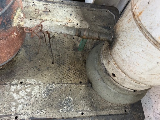 【宮城・仙台】自作廃油ストーブ ドラム缶式 台車付き オイル滲みあり 直接引き取りのみ