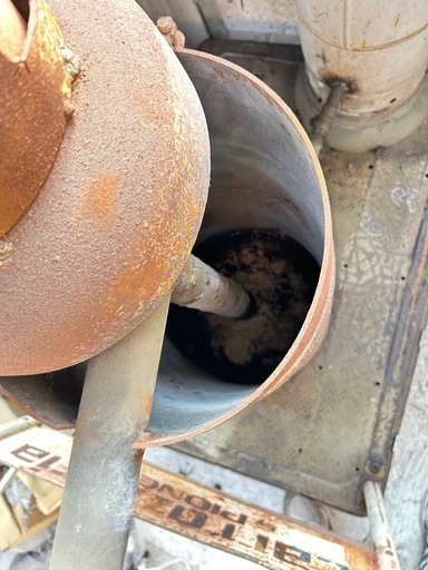 【宮城・仙台】自作廃油ストーブ ドラム缶式 台車付き オイル滲みあり 直接引き取りのみ