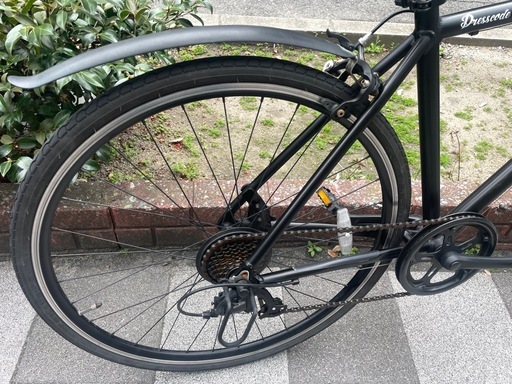 ?中古車?　クロスバイク　エントリーモデル　マットブラック　外装6段変速　フェンダー付　鍵付き　中古自転車　点検調整永久無料✨　西宮市