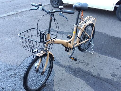 MYPALLAS UNELMA 20インチ 折りたたみ自転車 ベージュ 6段変速 マイパラス 鍵あり 荷台付き チャリ 札幌市 中央区 南12条