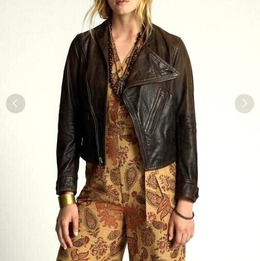 RRL ダブルアールエル Leather Moto Jacket レザーモトジャケット 282950195001 1 Dark Brown 革ジャン Double RL ダブルライダースジャケット レディース 定価363,000円 アウター【中古】【RRL】