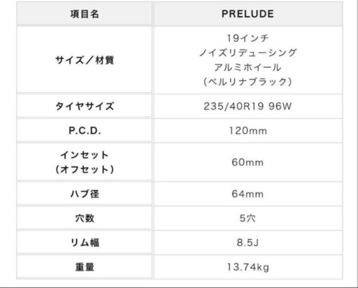 Honda プレリュード 純正 19インチ ホイール 4本セット 新車外し