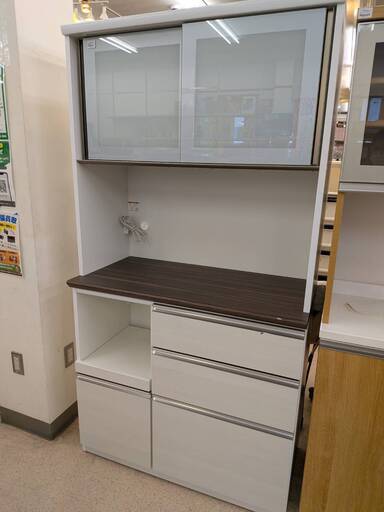【B892】レンジボード 松田家具 ホワイト 木目調 訳アリ 【ジャングルジャングル岩出店】岩出市 和歌山市 海南市 紀の川市