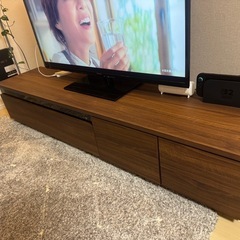 【今週引取希望】【日本製・完成品】使用9ヶ月 LOWYA 180cmテレビボード（デロンテ/ウォルナット）八王子の画像