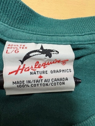 ［希少］90s カナダ製 狼 アニマル ヴィンテージTシャツ グリーン