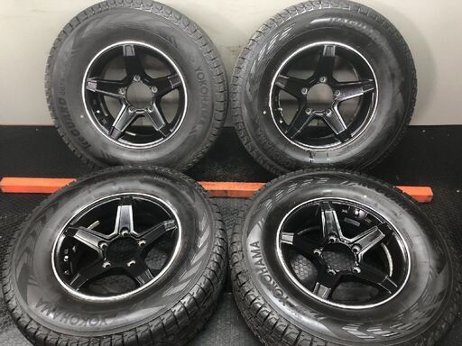 【YOKOHAMA G075 225/80R15】スタッドレス【PREMIX エステラ 15インチ 5.5J5HPCD139.7+5】バリ溝 ブラック ジムニーシエラ等　(STF129)