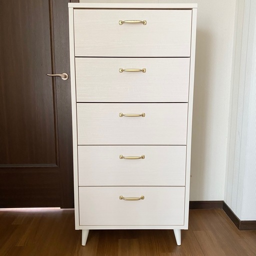 【美品】B-COMPANY 幅60cm 5段 チェスト 深型タイプ 木目ホワイト