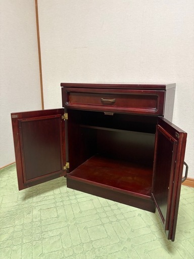 値下⭐︎アンティークカリモク 木製キャビネット ダークブラウン サイドボード テーブル