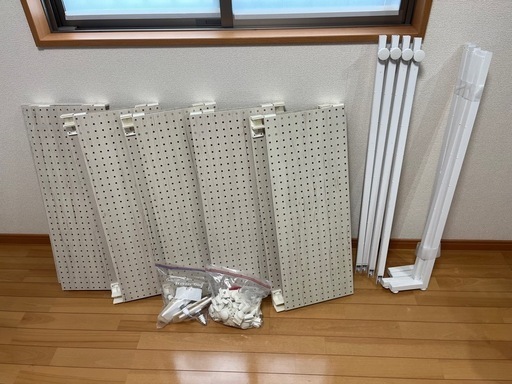 2組セット！突っ張り壁面収納パンチングボード Nポルダ（幅 80cm ホワイトウォッシュ YP01）