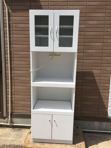 ジモティ来店特価!!　食器棚　レンジボード　ホワイト　J-0620 レンジ台 幅60 完成品 レンジボード 食器棚 ホワイト 白 カップボード