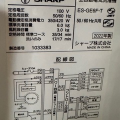 シャープ SHARP 全自動洗濯機 幅56.5cm(ボディ幅52.0cm) 6kg ステンレス穴なし槽 ブラウン系 ES-GE6F-Tの画像