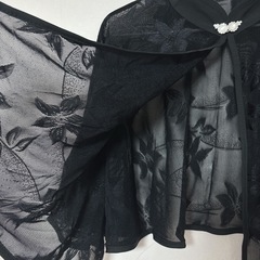 羽織 ボレロ 上品 レースケープ パーティ 結婚式 ブラック ドレス 黒　10の画像