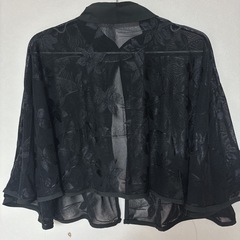 羽織 ボレロ 上品 レースケープ パーティ 結婚式 ブラック ドレス 黒　10の画像