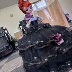 【昭和レトロ】ヴィンテージ ポーズ人形 ケース付当時物 ｜ 黒レースドレス ｜ オレンジヘア ｜ 希少品の画像