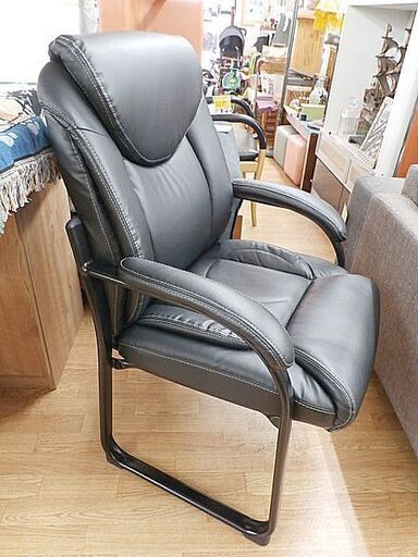 パーソナルチェア ブラック 合皮 ゲストチェア 幅61.5cm 奥行63.5cm 高さ100cm 座面高49cm 西岡店